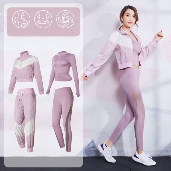 

3-4 pcs sport sets womens outdoor running jogging suits long sleeve shirt stretchy fitness leggins sweatpants set spliced colors, Black;blue