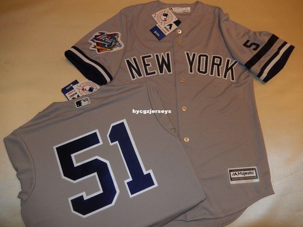 

baseball ny #51 bernie williams 1999 shirt jersey gray new mens stitched jerseys big and tall size xs-6xl for sale