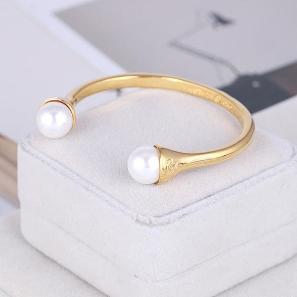 

brass opened punk bracelet luxurious quality shape with pearl bracelet jewelry for women wedding gift jewelry ps6276a, Black