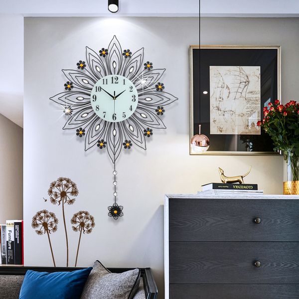 

wall clocks creative simple rural style mute metal clock, living room fashion european home decoration iron quartz clock