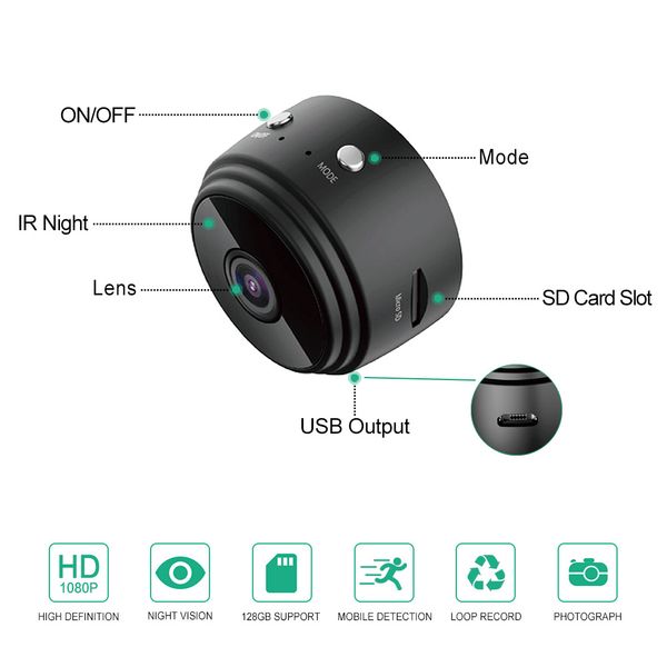 

1080p network surveillance equipment a9 wireless camera round night vision recorder security surveillance camera