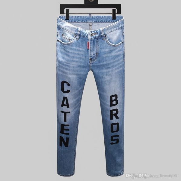 

brand jeans mens luxury designer jeans baggy biker high waisted ripped rock revival black skinny men jean jeckets long pants trousers 06, Blue