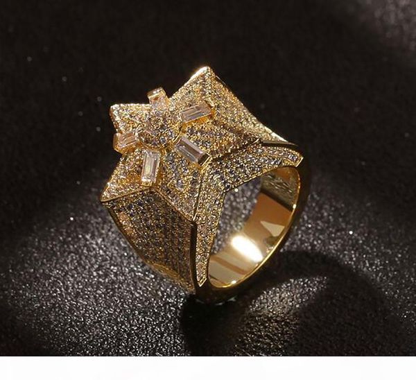 

14k gold cz super star shape solitaire cluster rings cubic zirconia micro pave simulated diamonds ring with gift box, Golden;silver