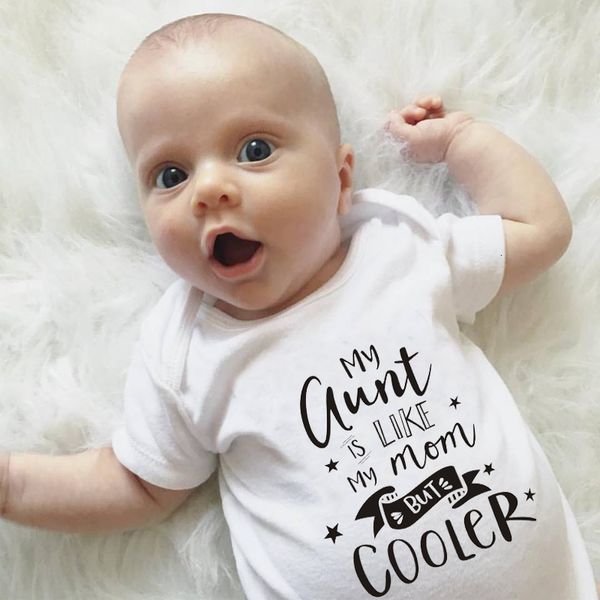 

newborn baby boys girls letter my aunt is like my mom but cooler printed romper short sleeve jumpsuit clothes outfits, Blue