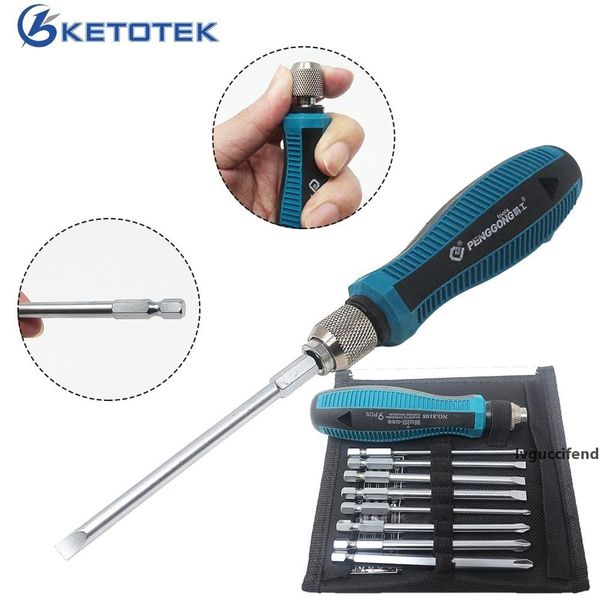 

9 in 1 precision screwdriver bit set handle multi-function screw driver magnetic multi-use slotted phillips hand tools no.8108 t200602