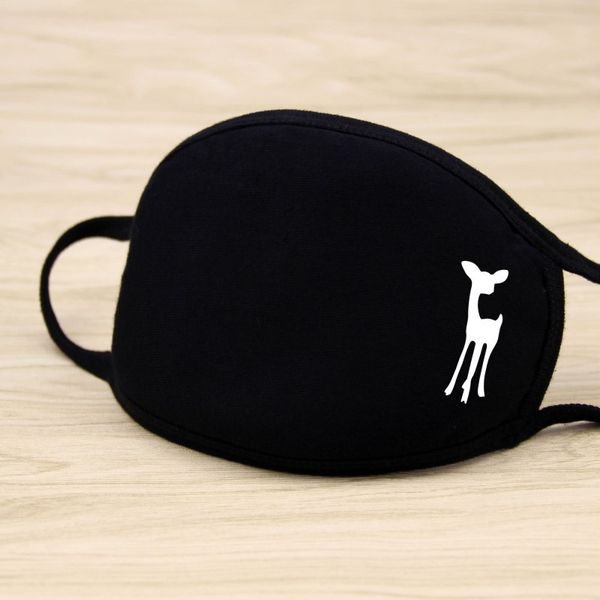 

black cute cartoon giraffe mask printed dustproof cycling muffle winter thicken cotton half face mouth mask 20*12.5cm