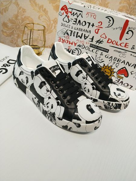 

2020m trend hand-painted leather party casual shoes trend outdoor men and women sports shoes graffiti wild couple shoes, size 35-451, Black