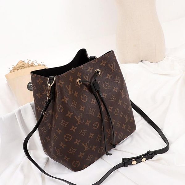 

drop ship womens leather bucket bag handbag drawstring ladies shoulder bag messenger vintage fashion style crossbody bags sale