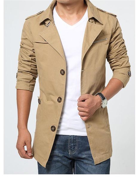 

slim mens designer coats windproof spring outwear dark color autumn mens jackets solid color lapel neck long sleeve casual, Black;brown