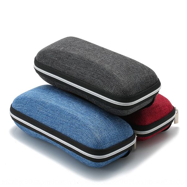 

leather cloth various square case case myopia myopia sun plain glasses box zipper fashion glasses box, Blue