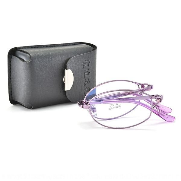 

elegant and portable presbyopic diamond metal full presbyopic glasses frame women's folding glasses frame with box, Silver