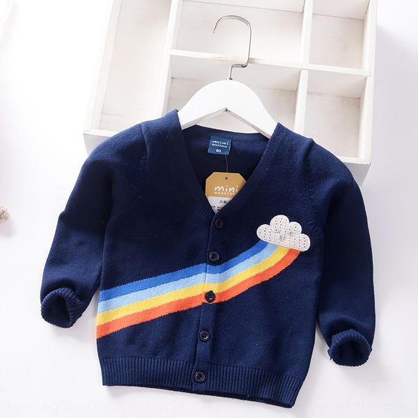 

boys' 2020 new autumn cardigan children's baby coat rainbow western coat sweater style children's sweater blue