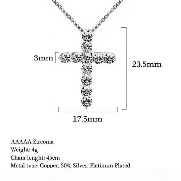 

l lucky female cross crystal pendants silver color chain necklaces shiny zirconia choker necklaces fashion jewelry gifts for women