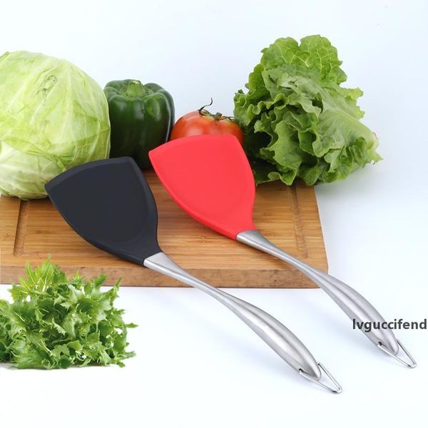 

silicone shovel silicone tableware non-stick silicone spatula wok turner with stainless steel handle heat resistant cooking