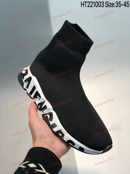 

xshfbcl 2019 new paris speed trainers sock shoes original luxe designer mens womens sneakers high outdoor casual shoes, Black