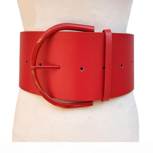 

y fashion classic round buckle ladies wide leather belt women 's 2018 design female casual leather belts for coat, Black;brown