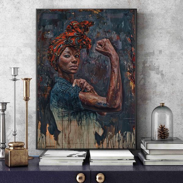 

powerful black women canvas paintings portrait posters and prints wall art pictures for living room home decor (no frame