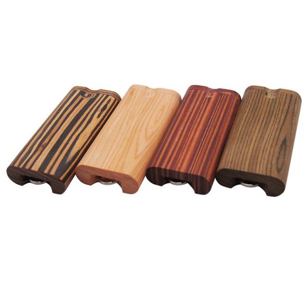 Wood Dugout One Hitter Kit per pipa da fumo 4 colori Dry Herb Tabacco per sigarette Tubo per portasigarette con gancio portatile SN1627