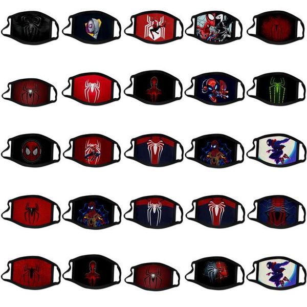 

spider man spiderman super hero designer luxury kid face mask party cosplay reusable dust washable windproof children cotton masks 4 pyvul, Black