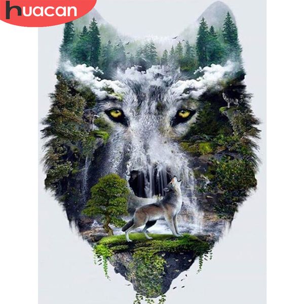 

huacan diy алмазные картина 5d wolf алмазные искусство вышивки водопад декорация новое прибытие мозаика home decor