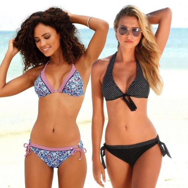 

bikinis women brazilian biquini set print backless swimsuit triangle bottom bikinis bathing suit deep v beach wear swimwear women, White;black