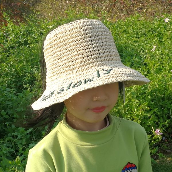

2020 korean style new sun straw sun straw empty-fashionable cute children all-match empty-hat travel sun-proof sunshade hat, Yellow