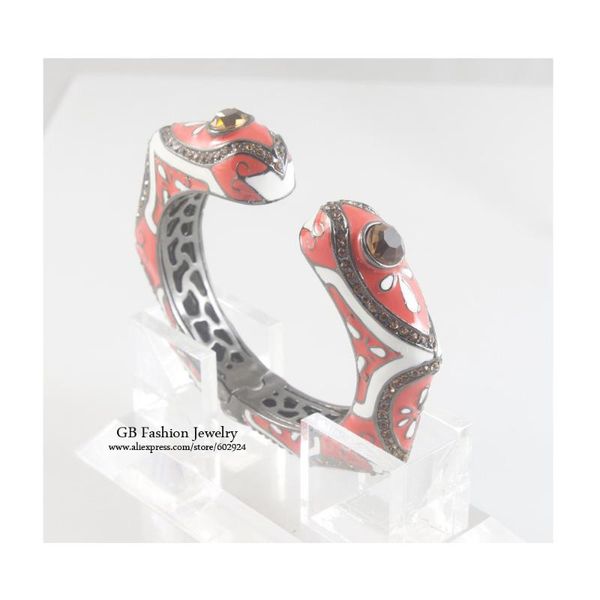 

graybirds new brand fashion enamel cuff bangles for office lady gun black plated luxury jewelry wedding gift for women gb0645