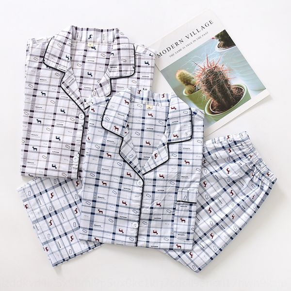 

smqiv мужская саржа с короткими рукавами клетчатой ​​простой домашний костюм мужские брюки пижамы хлопка саржа с коротким рукавом брюки пижа, Black;brown