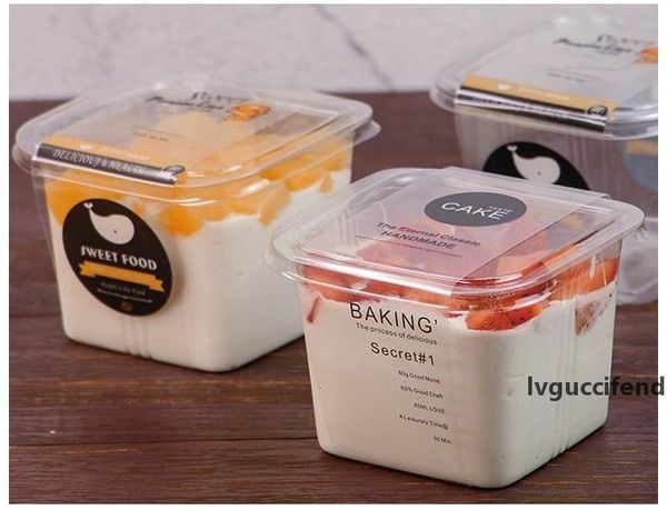 

clear cake box transparent square mousse plastic cupcake boxes with lid yoghourt pudding wedding party supplies