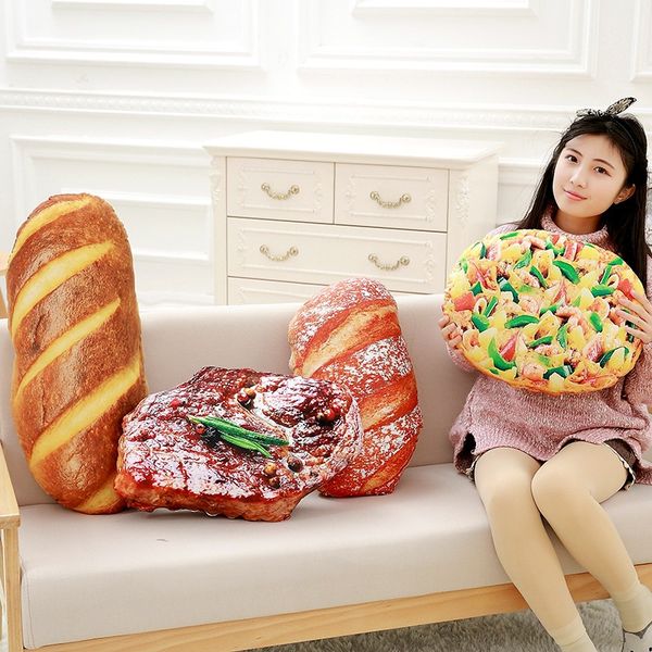 

simulation bread steak pizza pillow cushion plush toy office nap pillow valentines day gift removable and washable