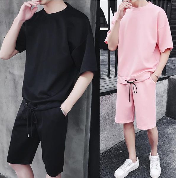 

mens sets t shirts shorts men two piece suit tracksuit 2020 male casual workout fitness sets jogger suits, Gray