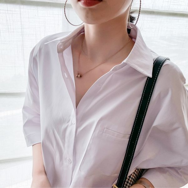 

20 new profile bf paper loose slimming hong kong shirt shirt style elegant for women, White