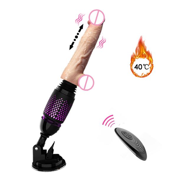 Realista telescópico dildo vibrador controle remoto aquecimento artificial pênis butt plug anal máquina sex sexo erótico brinquedos para mulher t200715