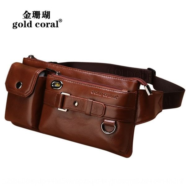 

ciqqg casual leather pocket grain cattle leather waist bicycle running phone running men chest pack sports bag cycling bag murse phone d