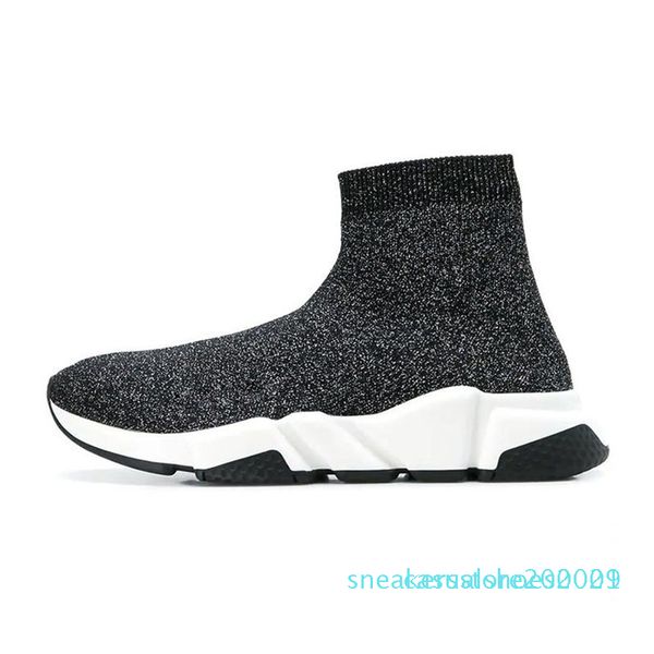 

1designer носок обувь тройные черные белые мужчин женщины моды кроссовки сверкают желтую синие розовые мужские моды тренер бегун платформы о, Black