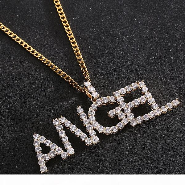 

men women custom name zircon letters necklaces & pendant charm for gold silver fashion hip hop jewelry with rope chain