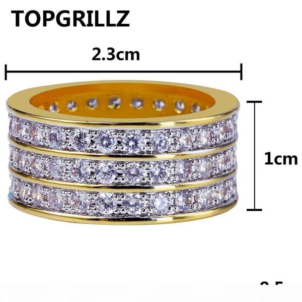 

k new style hip hop rock micro pave кубический циркон кольцо полный iced out bling медь цвет золота кольца для ювелирных изделий мужской, Slivery;golden