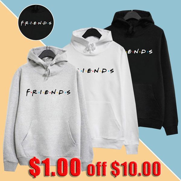 

women friends hoodies harajuku letters print pocket warm thicken pullovers hip hop loose solid female sweatshirts, Black