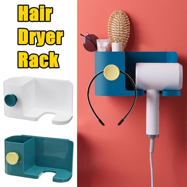 

hair dryer rack comb holder multifunctional bathroom storage organizer self-adhesive wall mounted stand for home