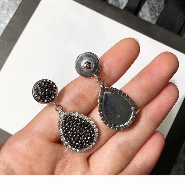 

a 2018 ethnic style shiny round earrings jewelry black and white diamond rings drop -shaped earrings pure copper material plating, Golden