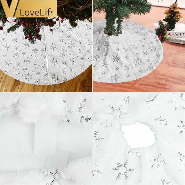 

faux fur gold silver sequins christmas tree skirts party festive xmas decorations 90cm 122cm high quality