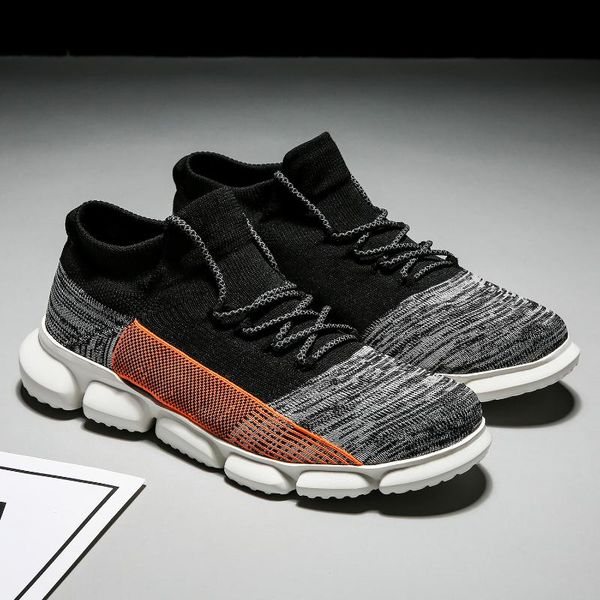 

fashion flying weave men shoes gray black running shoes summer mesh breathable casual big size high-quality light sneakers