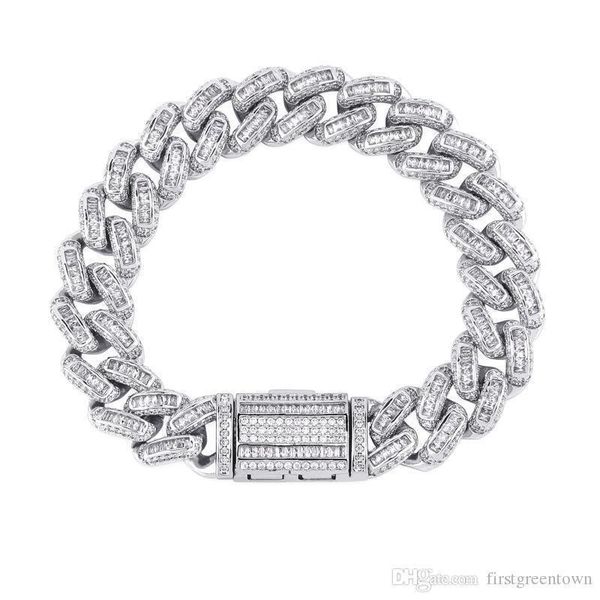 

hip hop iced out cz камень bling майами снаряженная кубинский link chain браслеты личность можно открыть замок мужчины bling рэппер ювелирны, Golden;silver