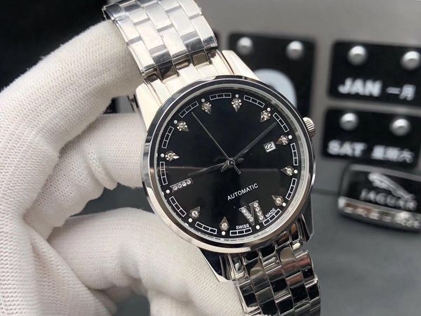 

супер montre люксусный полностью автоматические механические часы мужские часы с бриллиантами складная застежка 316l тонкой стальной ремешок, Slivery;brown