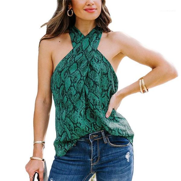 

wrap sleeveless outdoor camis for women summer serpentine pattern fashion tees spaghetti strap tanks womens chest, White