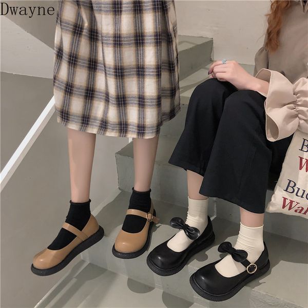 

2020 new round head doll shoes female wild retro flat fashion casual single shoes student small tide, Black