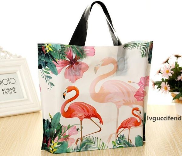 

flamingo printed plastic gift bag handles plastic bags clothing shopping bag storage bag party supplies shopping packaging wedding decor