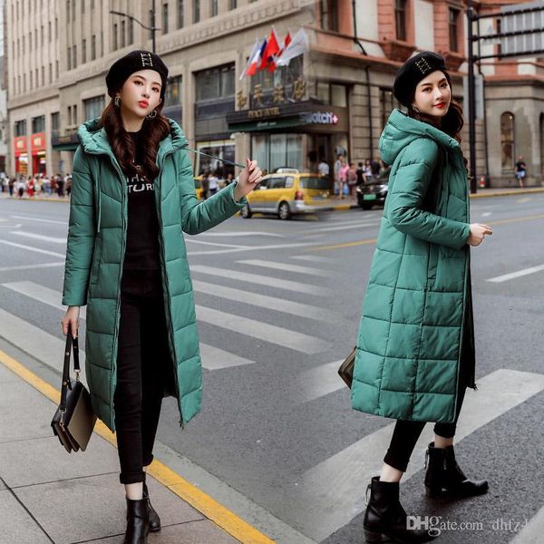 

s-6xl autumn winter sale women plus size fashion cotton down jacket hoodie long parkas warm jackets female winter coat clothesmx190924, Black