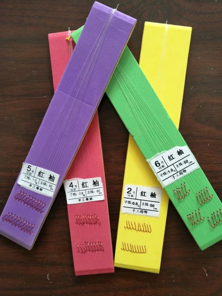 

mr0h5 sub-line double domestic fishhook loose hook j red gold sleeve red sleeve hand pole tied finished fishing accessory tools tools access