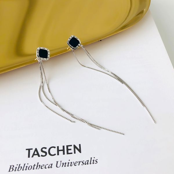 

2020 bohemia 925 sterling silver jewelry earrings square studs tassel earrings for women gifts 10 pairs per lot, Golden